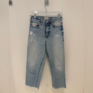 Frame Denim Light Blue Distressed Straight-Leg Jeans